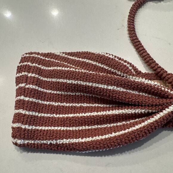 Madewell Second Wave Bandeau Bikini Top Women’s Size Large Textured Striped - Picture 2 of 7